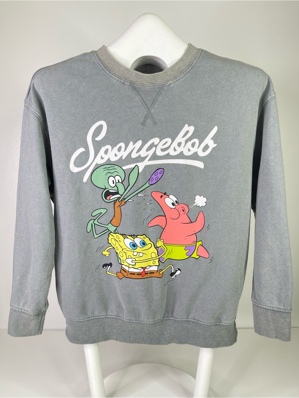 Old Navy SpongeBob SquarePants Crewneck Sweatshirt Gray Graphic Youth L 10-12